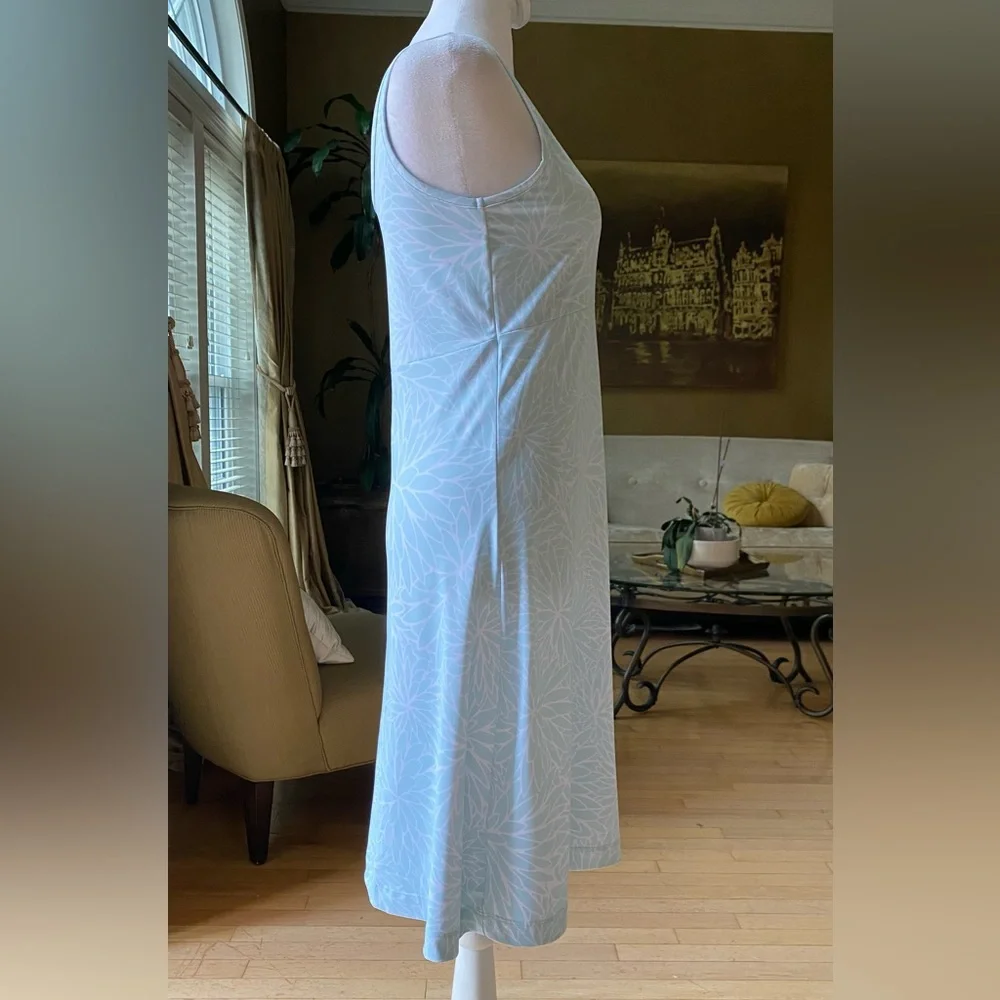 Columbia PFG Aqua Blue Floral Print Tank Dress UPF 50 Moisture Wicking Freezer - Picture 2 of 14